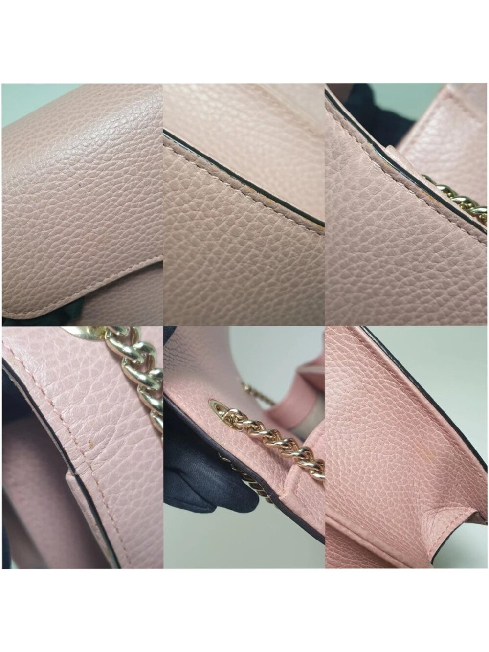 Authentic Gucci Interlocking GG Shoulder Bag Pink Leather Chain Crossbody - Picture 7 of 12